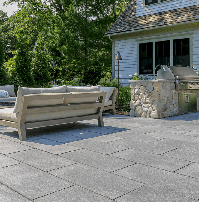 MYLiving Outdoors large format grey pavers, brick pattern,